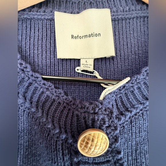 Reformation NWT Catalina Mini Dress Blue Organic Cotton Sleeveless Crew Neck L - Picture 7 of 9